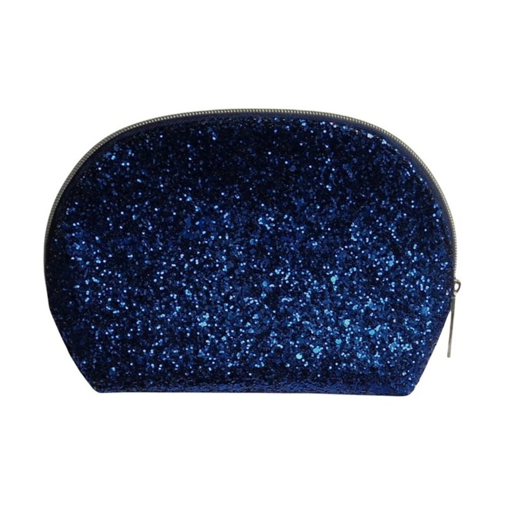 New Estee Lauder Midnight Blue Glitter Sparkly Makeup Cosmetic Bag Zipper Small